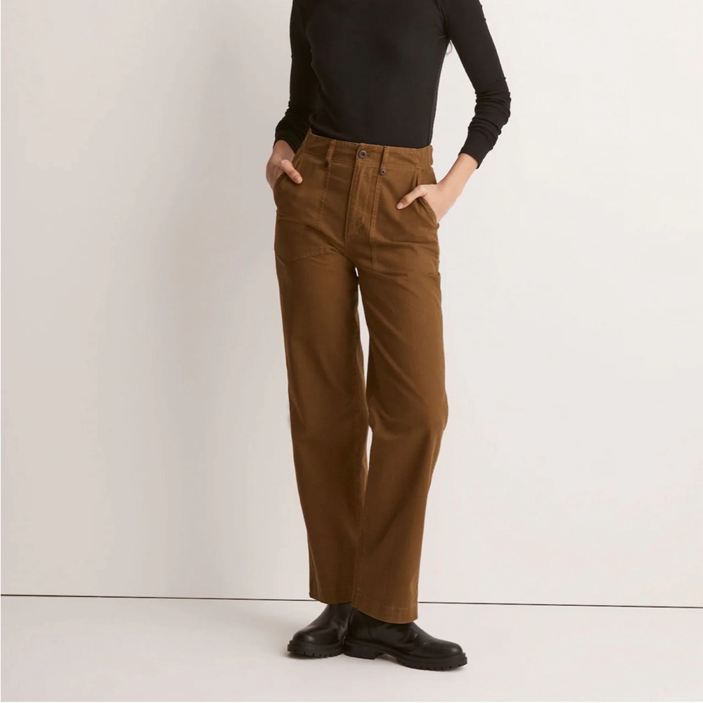 Madewell Pants Womens Size 32 Golden Spinach Wide Leg Utility Edition Workwear